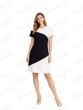 Elegant Tommy Hilfiger Dress  Black & Ivory  Size 8  EUC